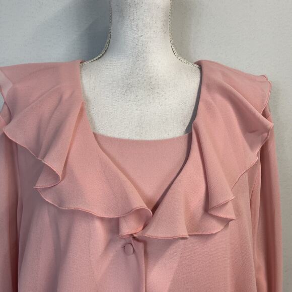 Jessica Howard 2pc Jacket Dress Plus sz 24W Pink Crepe Wedding Evening Cocktail - Picture 4 of 12